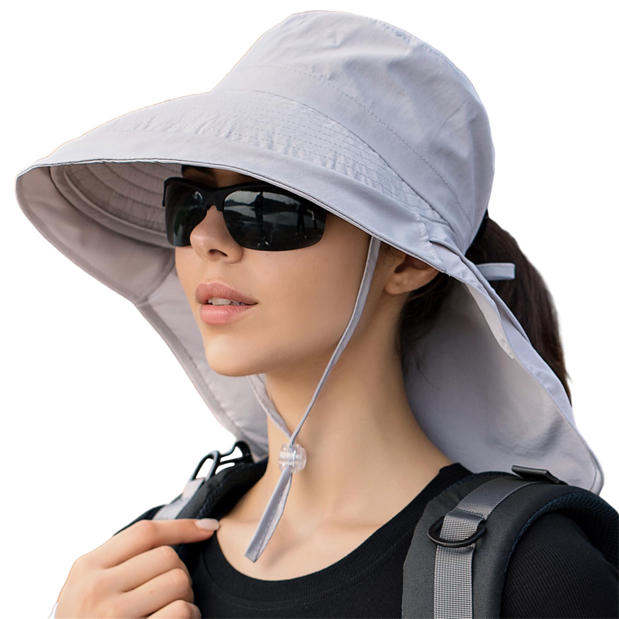 Kfnire Sombrero de Sol Mujer con Solapa para el Cuello | Plegable ala Ancha | Sombrero de Pesca Senderismo Verano Protección UV Gorro Pescador Bucket Hat Sombreros para Sol Mujer