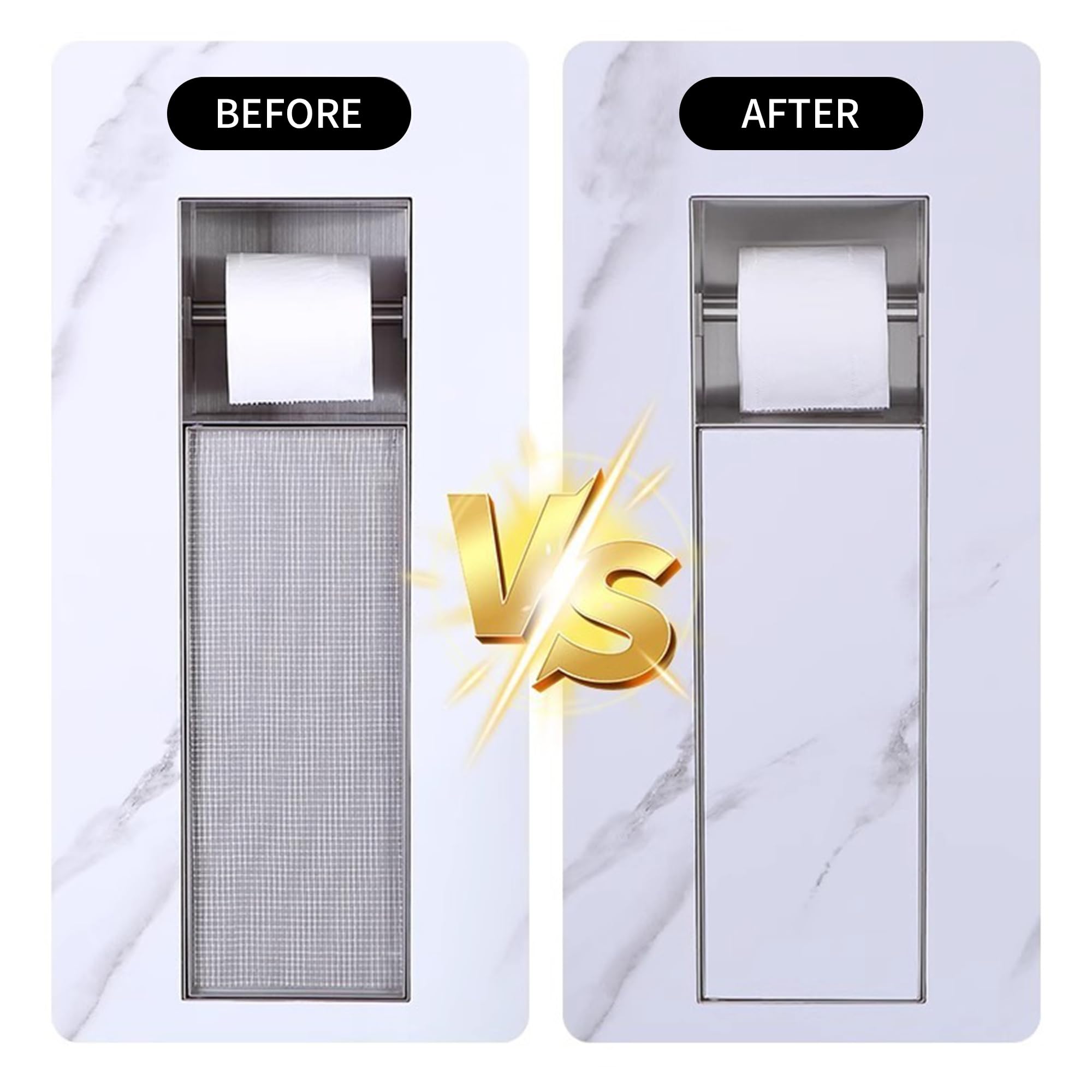inless Porte-papier toilette encastré en acier – Design gris Slish pour salle de bain et douche – Parfait pour la maison, les hôtels et les routiers – et gain de place