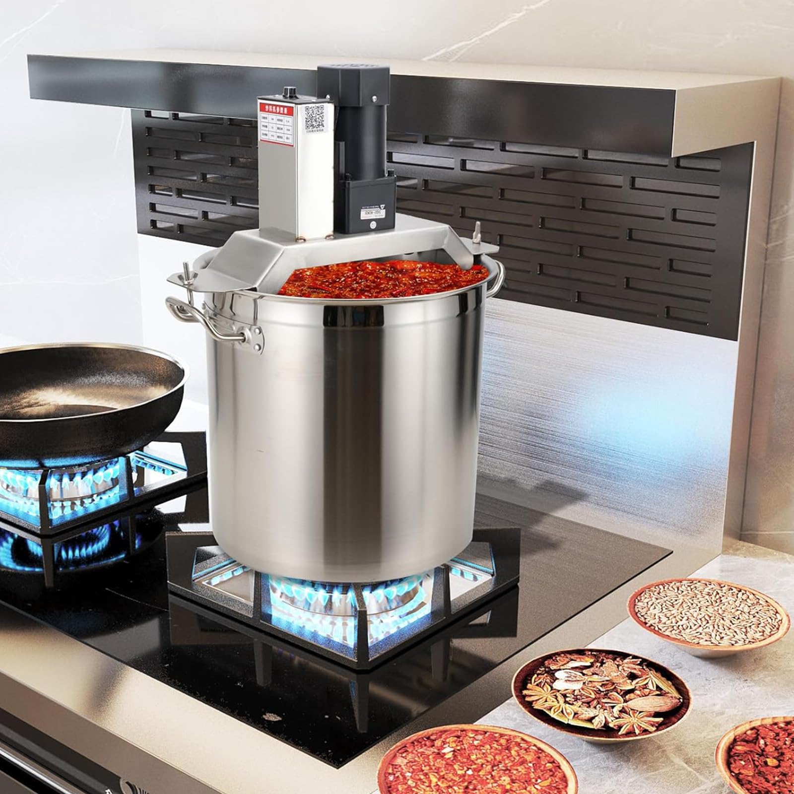 Mezclador de alimentos automático comercial, velocidad ajustable, para condimentos, sopa, salsa, máquina de freír, mezclador eléctrico de acero inoxidable