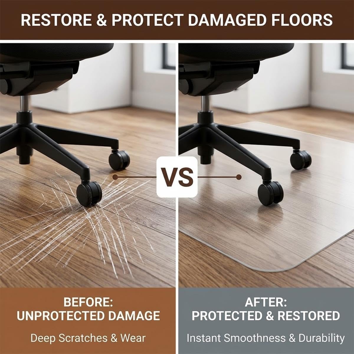 Protector Suelo Silla Ruedas Resistente, Suelo Transparente Antideslizante
