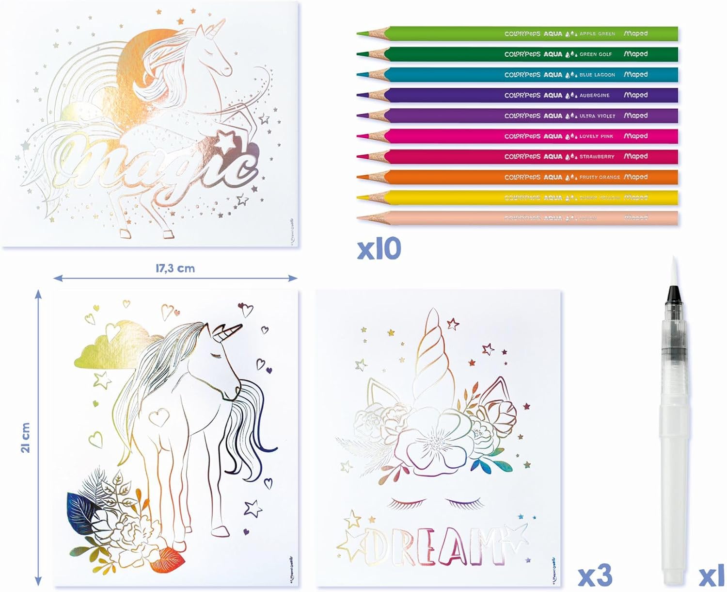Maped Helix USA Creativ Activity Kit - 1 Set - Multicolor 14 Pack - Ages 7+ - Mess-Free Creativity - Easy Color Blending - Metalized Foil Accents - Child-Friendly Design