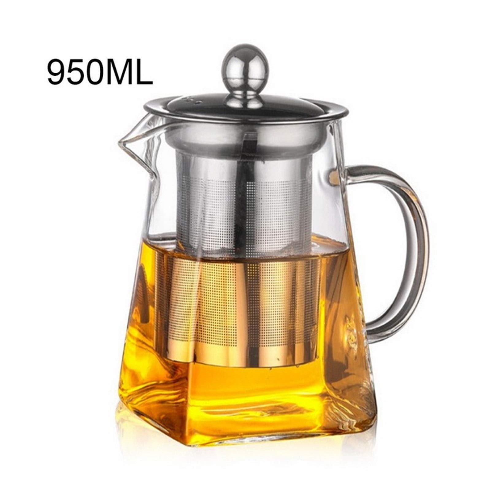 Teteras y hervidores 350/550 / 750 / 950ml Vidrio borosilicato de la Tetera a Prueba de Calor del Filtro de Cristal Cuadrado Tetera té Infuser Oolong de la Leche de la Flor Tea Pot Tetera