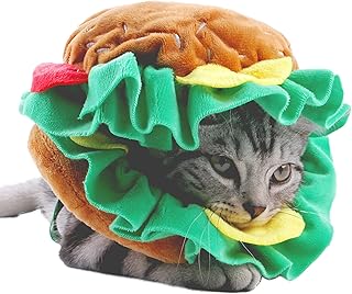 Halloween Dog Hats, Hamburger Hats Cat Fries Hats Christmas Party Holiday Cosplay Costume for Pet Dogs Cats S