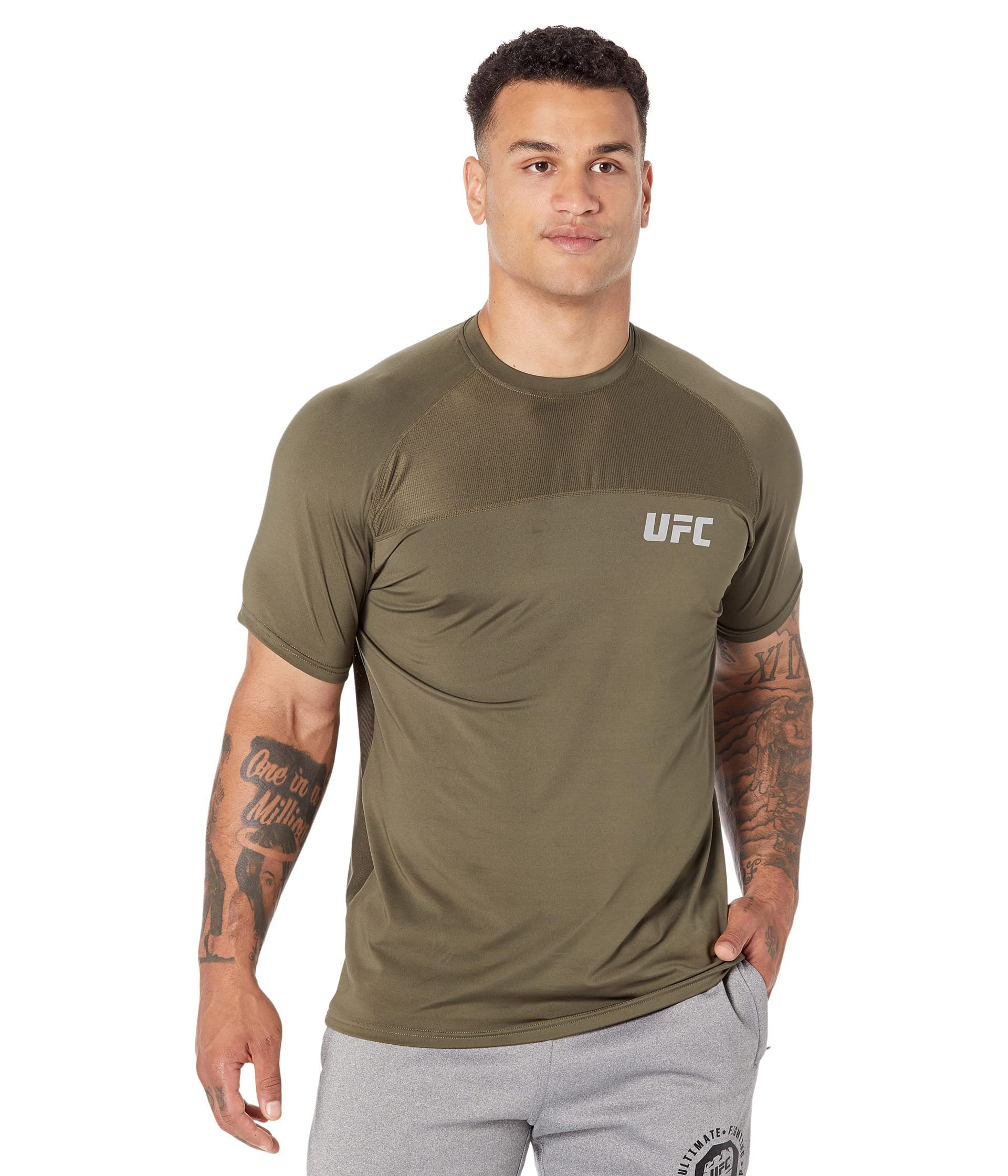UFC Short Sleeve Crew Neck Tee, Olive, XL
