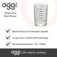 Vista 7 de OGGI Measuring Shot Glass with Measuring Lines, 3oz / 90ml - Bartender Accessories, Jigger for Bartending, Shot Glass Measuring Cup with Ounces &