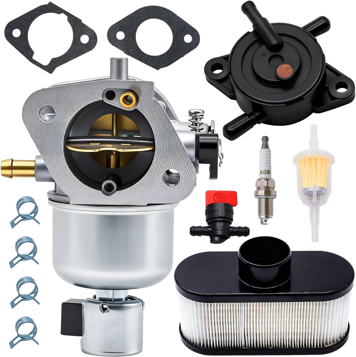 15004-0985 15004-0829 Carburetor Fit for Kawasaki FR651V FS651V FR691V FS691V，for John Deere X320 X324 X380 Husqvarna Z254f Toro SS-5050 SS-5000，Carb With Fuel Pump Air Filter Replace 15004-7063