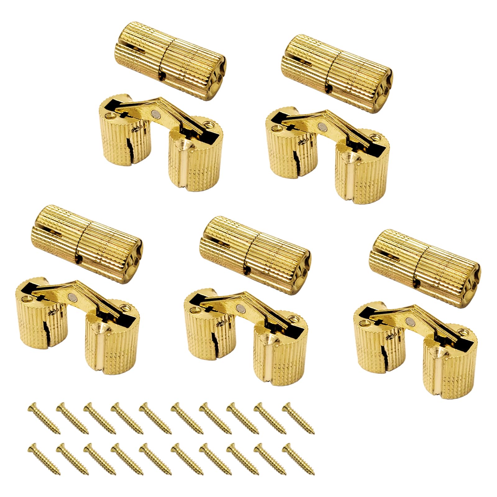 Young Wolf Bronze 10X Brass Barrel Hinges Hidden Invisible Cabinet Furniture Hinges Concealed 180 Degree Opening Angle W/20X Screws (8Mm)