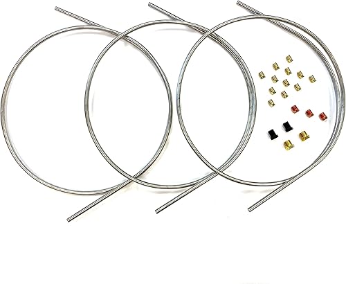The Stop Shop Tubo de línea de freno de acero inoxidable de 3/16 pulgadas, piezas de 64 pulgadas con accesorios (3 piezas de 64 pulgadas de longitud)