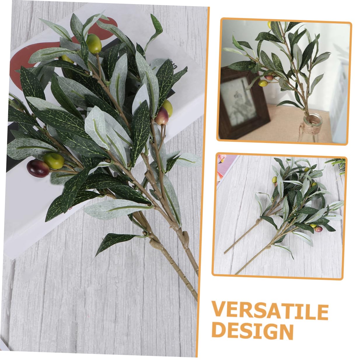 Garneck 4 Set Eleganti Rami Di Ulivo Artificiali Rami Di Ulivo Rami Di Albero Finti Per Casa Ufficio 3 Pezzi * 4