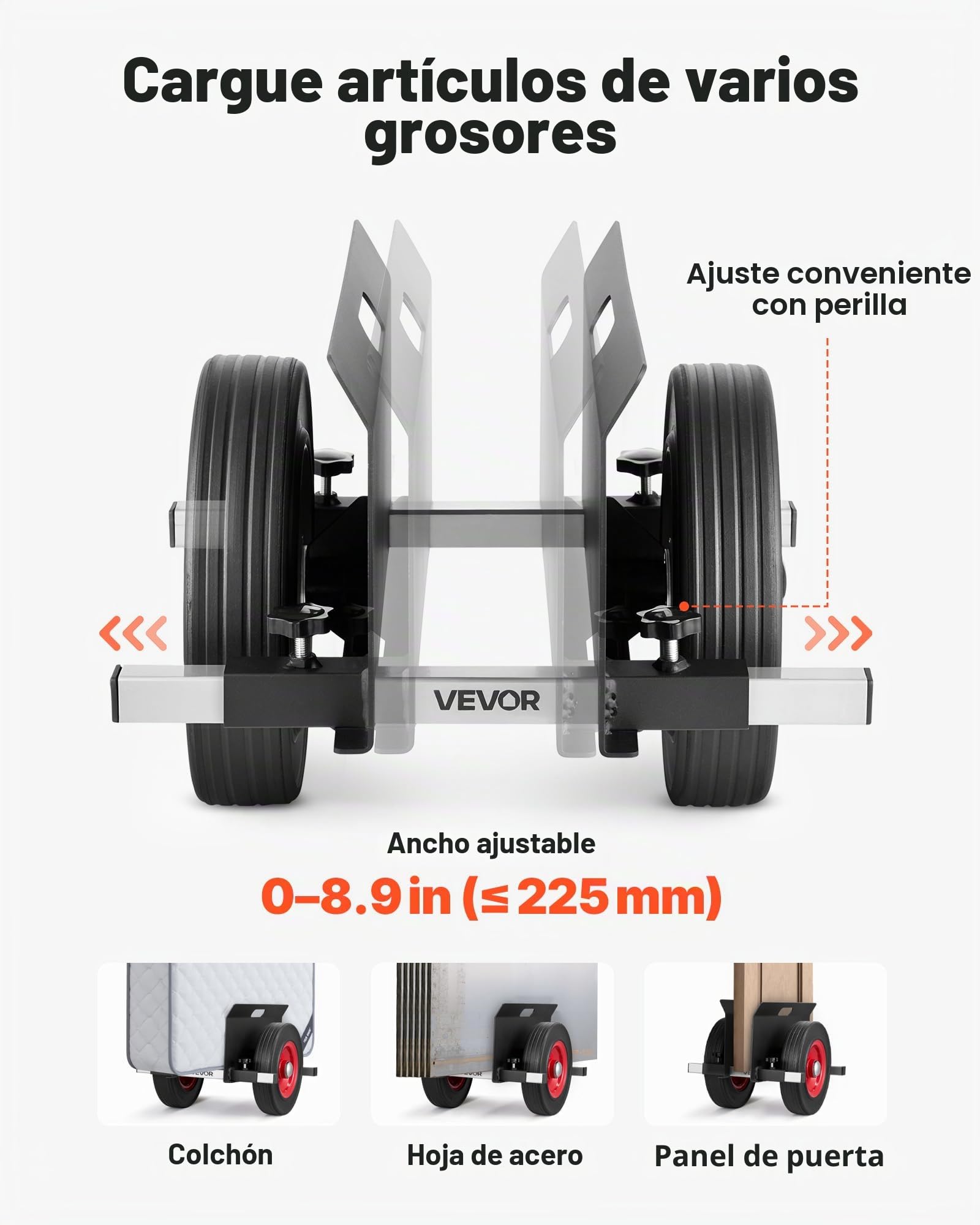 VEVOR Carro Portaplacas, Carga 453,6 kg, Ruedas de Goma, 412 x 450 x 300 mm, Negro