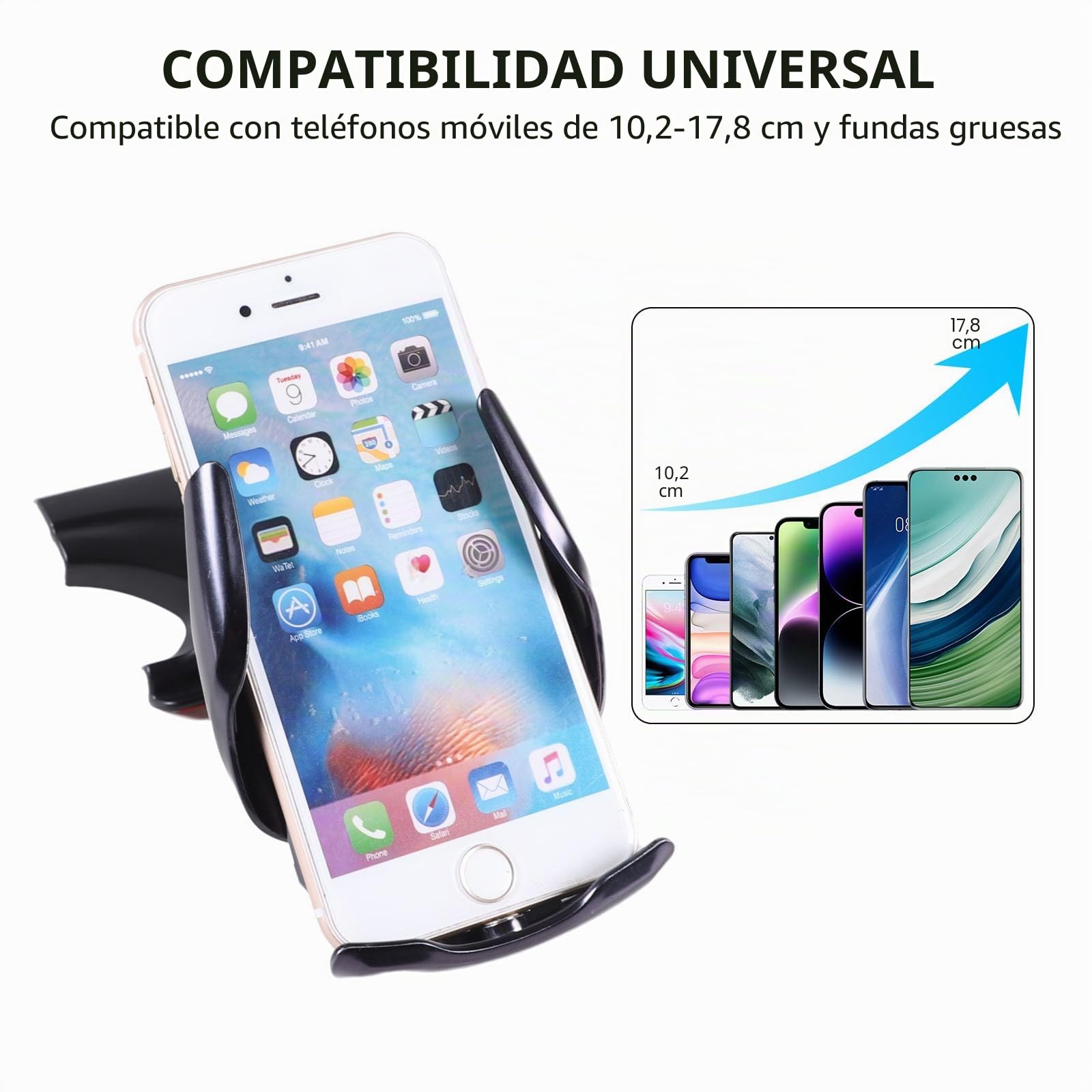 Soporte de teléfono de coche para Mazda MX-5 ND 2016-2024, rejilla de ventilación central, lado derecho, giratorio, soporte fijo para teléfono móvil para coche, apto para iPhone, Android y smartphones