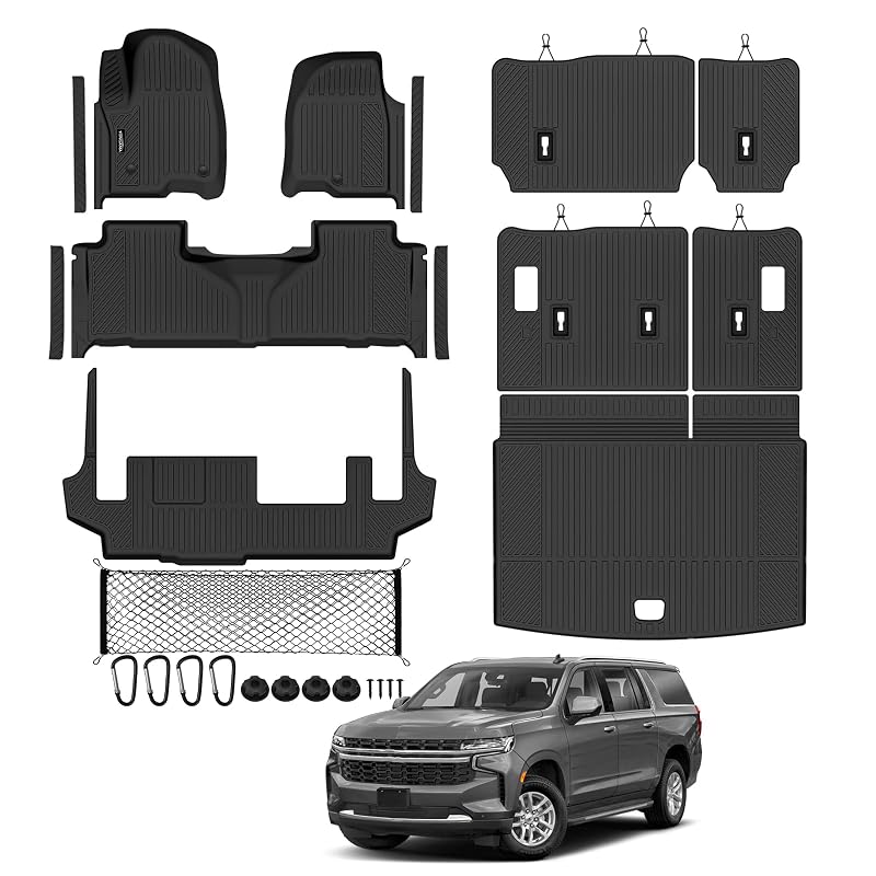 Kit de Tapetes Automotivos Tongama para Chevy Suburban, GMC Yukon XL e Cadillac Escalade ESV 2021–2024, 8 lugares