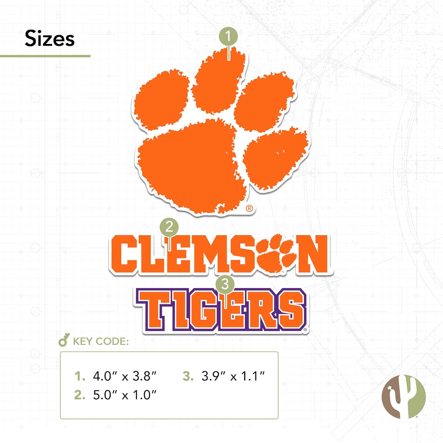 Desert Cactus Clemson University Sticker Tigers Vinyl Decals Laptop Water Bottle Car Scrapbook T5 (Type 5-1) - Image 4