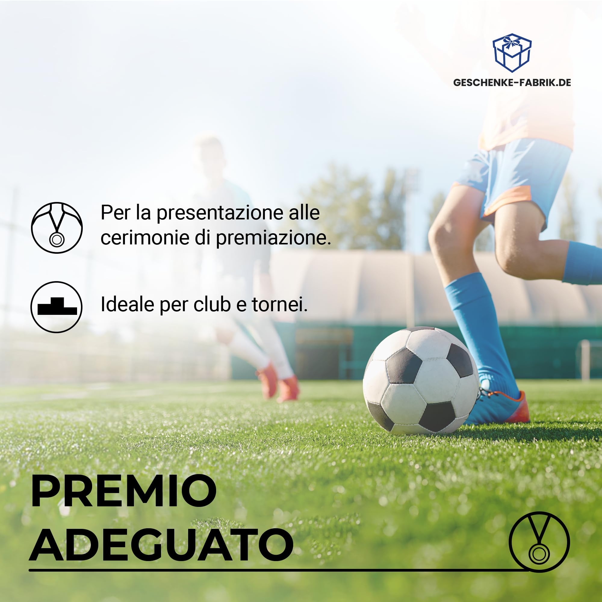 Pokal-Fabrik – Set di 10 medaglie da Calcio in Metallo Dorato con Nastro Blu-Bianco-Rosso – Medaglie per Bambini, Club e tornei – Ideali per premiazioni e competizioni