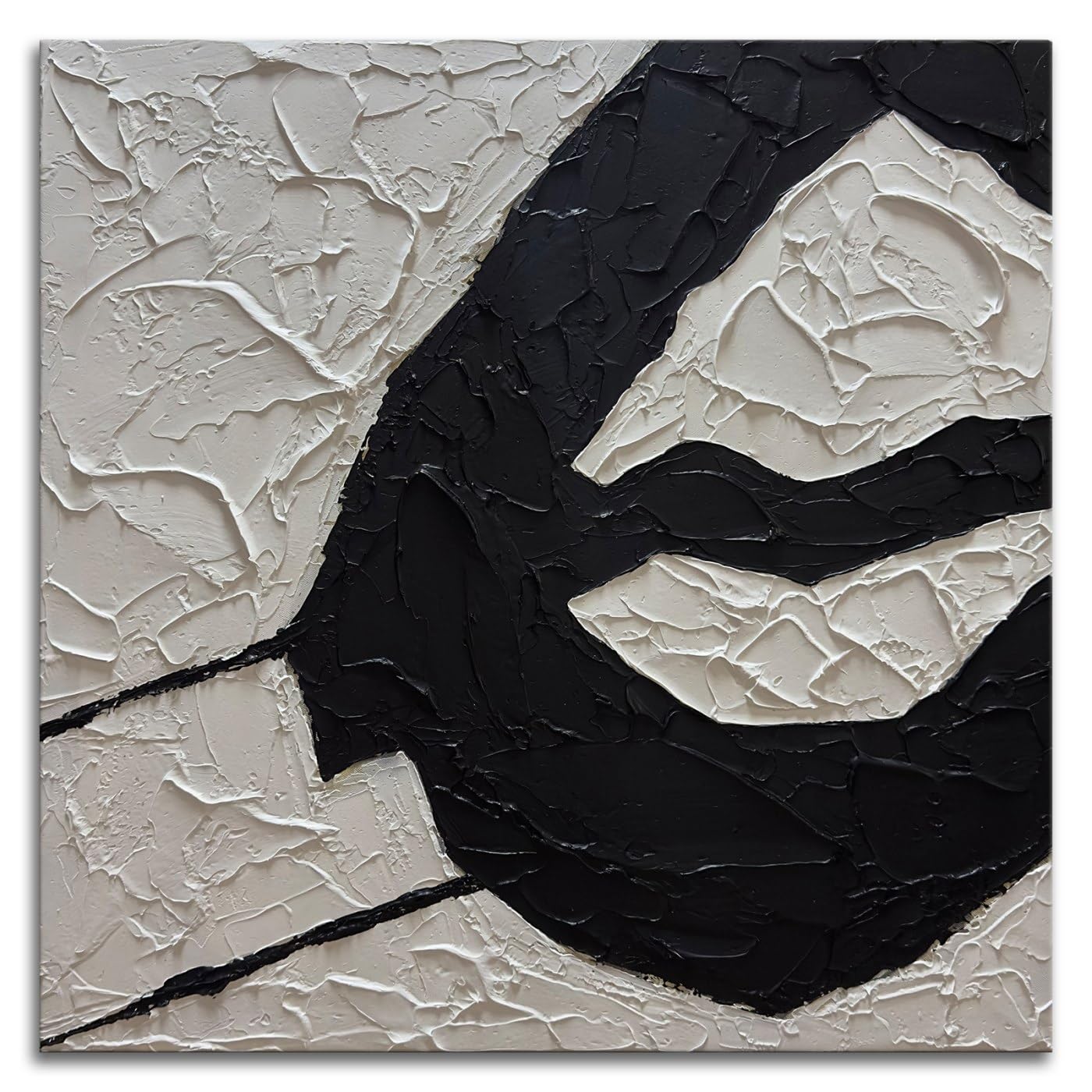 zoinart Black and White Textured Wall Art, Minimalist Abstract Canvas Wall Art, Modern Contemporary Paintings for Bedroom Bathroom Decor 24L x 24W