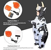 Vista 4 de Stegosaurus Disfraz inflable de vaca para niños, disfraces inflables de Halloween para niños, divertido traje de vaca para niños y niñas, fiesta