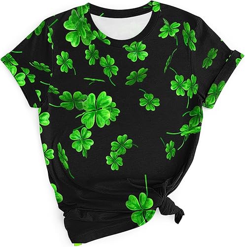Miniatura 4 de Blczomt Womens St Patricks Day Shirt Cute Shamrock Graphic Short Sleeve Tees Shirts Plus Size Lucky Casual Gift Clothes Tops