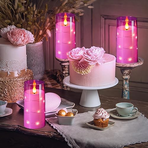 Miniatura 3 de NURADA Velas parpadeantes sin llama Velas LED acrílicas con mechas 3D, luces de cadena de estrellas incorporadas, operadas por batería, con control