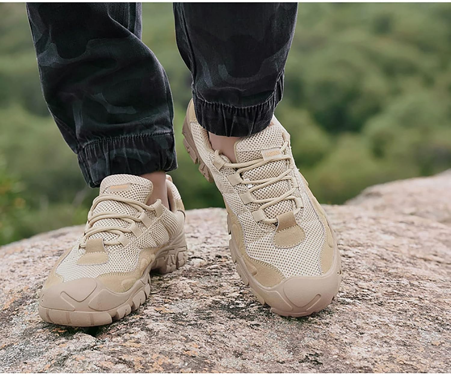 CLSQLXYJZC Outdoor Low Top Tactical Boots for Men, Spring and Fall Waterproof Non-slip Rubber Mountaineering Boots, Durable Lace-up Breathable Trekking Boots