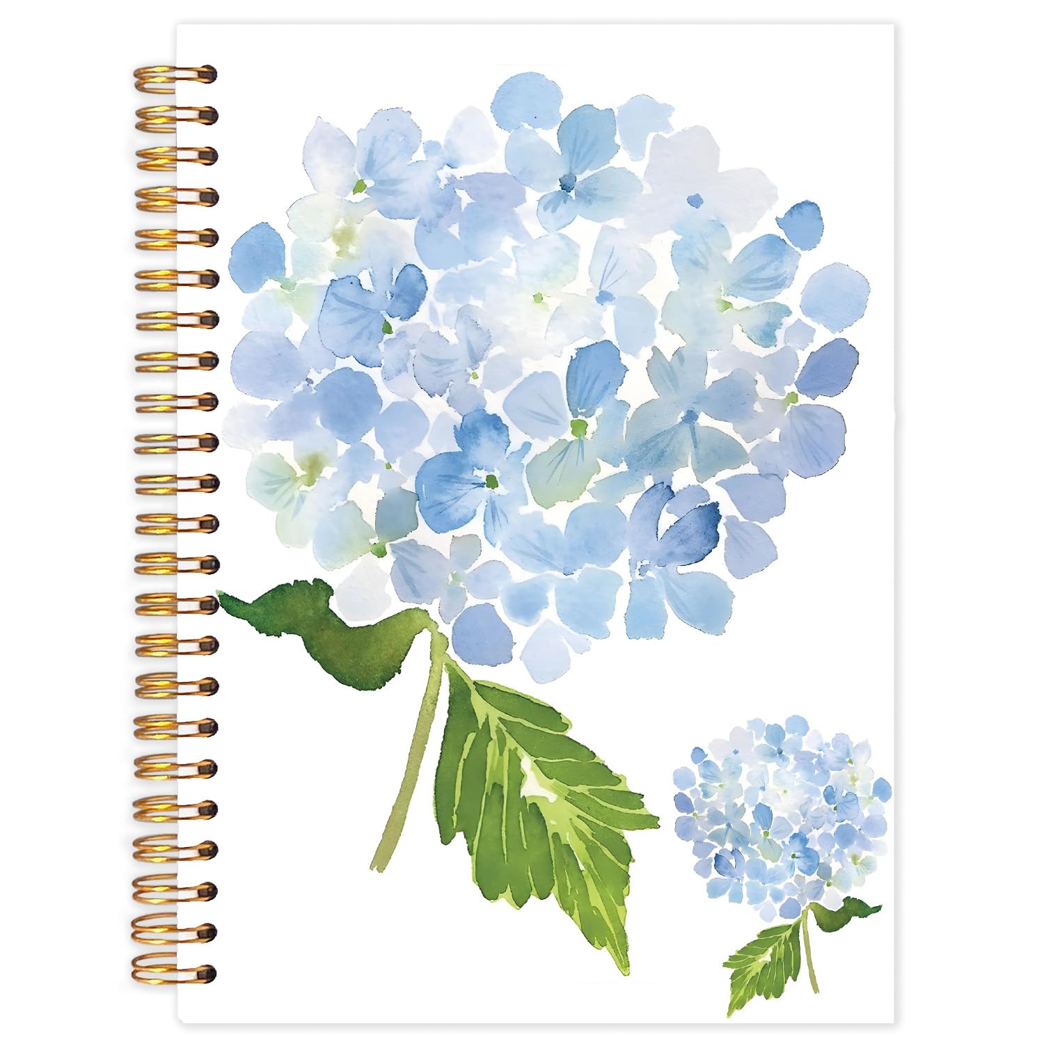 Yhtrg Blue Hydrangea Spiral Notebooks, Floral Journaling, Hydrangea Flower Journals for Women, Rustic Cottagecore Flower Notebook for Note Taking, 5.5x8.3 Inch
