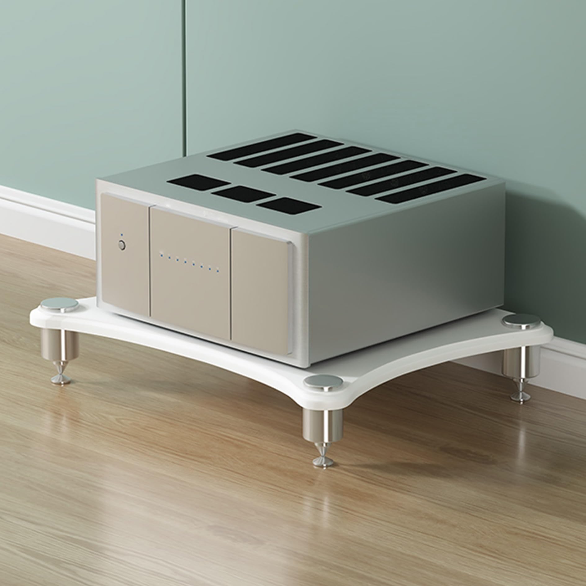 Stojak Ste CabinetStand 1, 2, 3 i 4 poziomy, stojak do gier AV, stojak O-Video, Nizer AV uchwyt na konsolę do gier, stojak na wieżę, stojak na gramofon Stoma (biały, 60