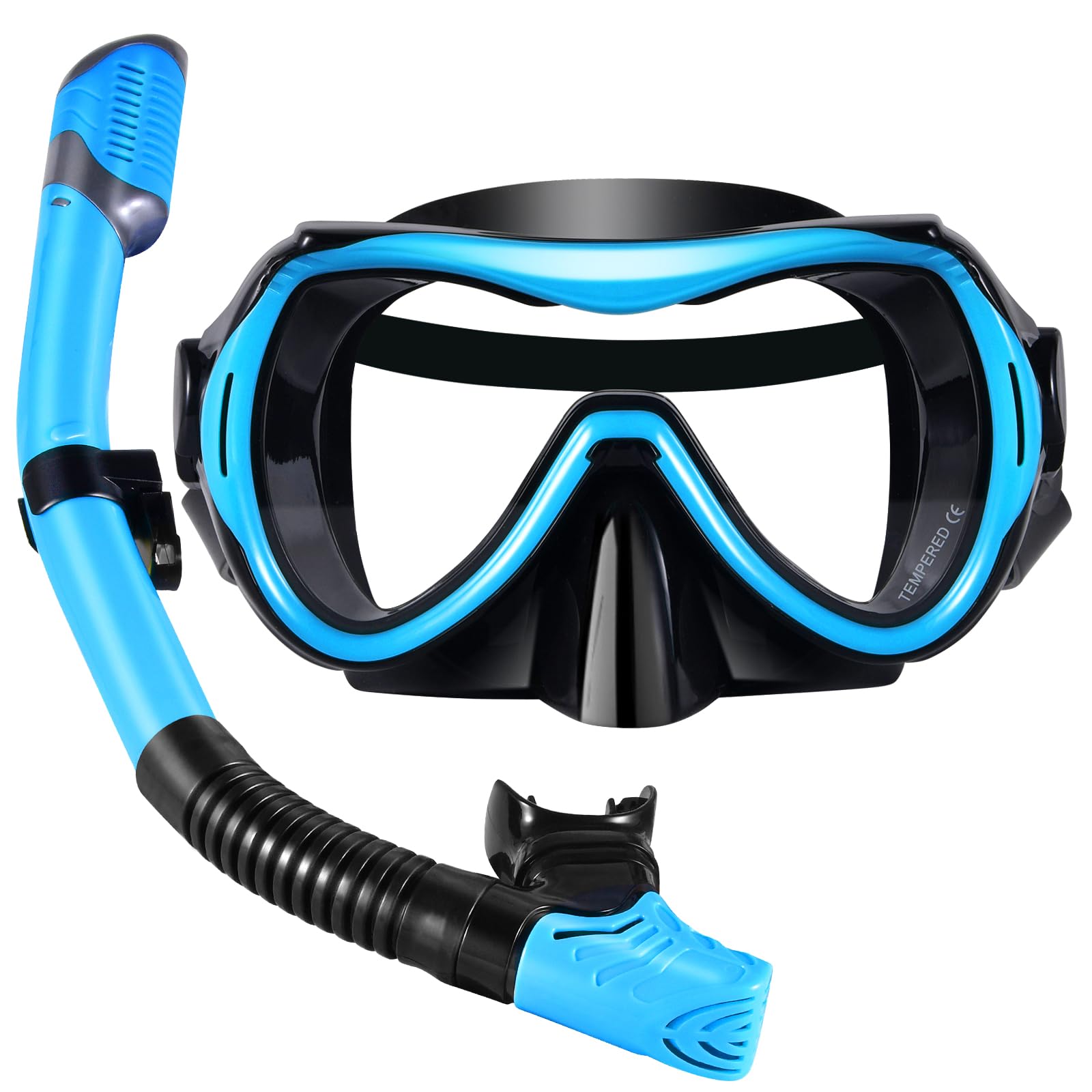 WHOHOLL Snorkeling Gear for Adults, Anti-Fog and Anti-Leak Dry Snorkel Set,180°Panoramic Wide View Diving Mask Snorkel Kit for Snorkeling Scuba Diving Swimming Travel