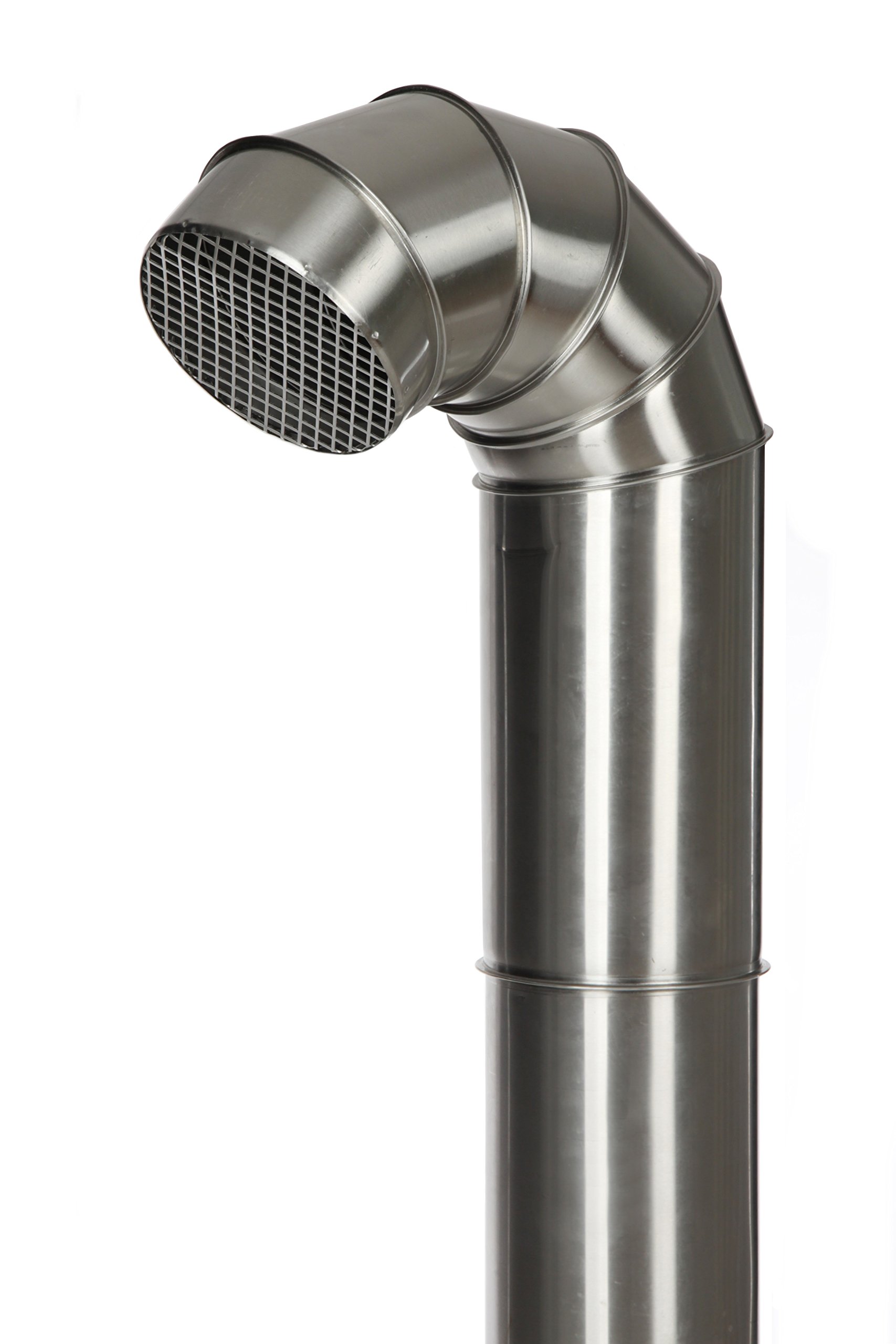 Intelmann Zuluft/Abluft Set für 150er KG-Rohr: Edelstahl Ansaugturm + Filterkorb + 5 Filter + Edelstahl Ausblasbogen