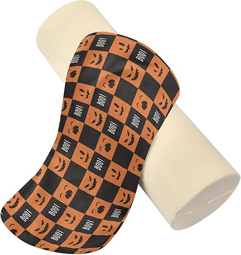 Miniatura 2 de Smiling Faces Halloween Check Bolster Pillow Long Cervical Neck Roll Pillow Cover 17 Inch Round Pillow Insert Soft Foam Cylinder Cervical