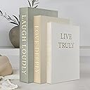 Aesthetic Decorative Books, Set of 3 Linen Fake Book Boxes, Faux Book Decor for Coffee Table, Bookshelf, Entryway Tables