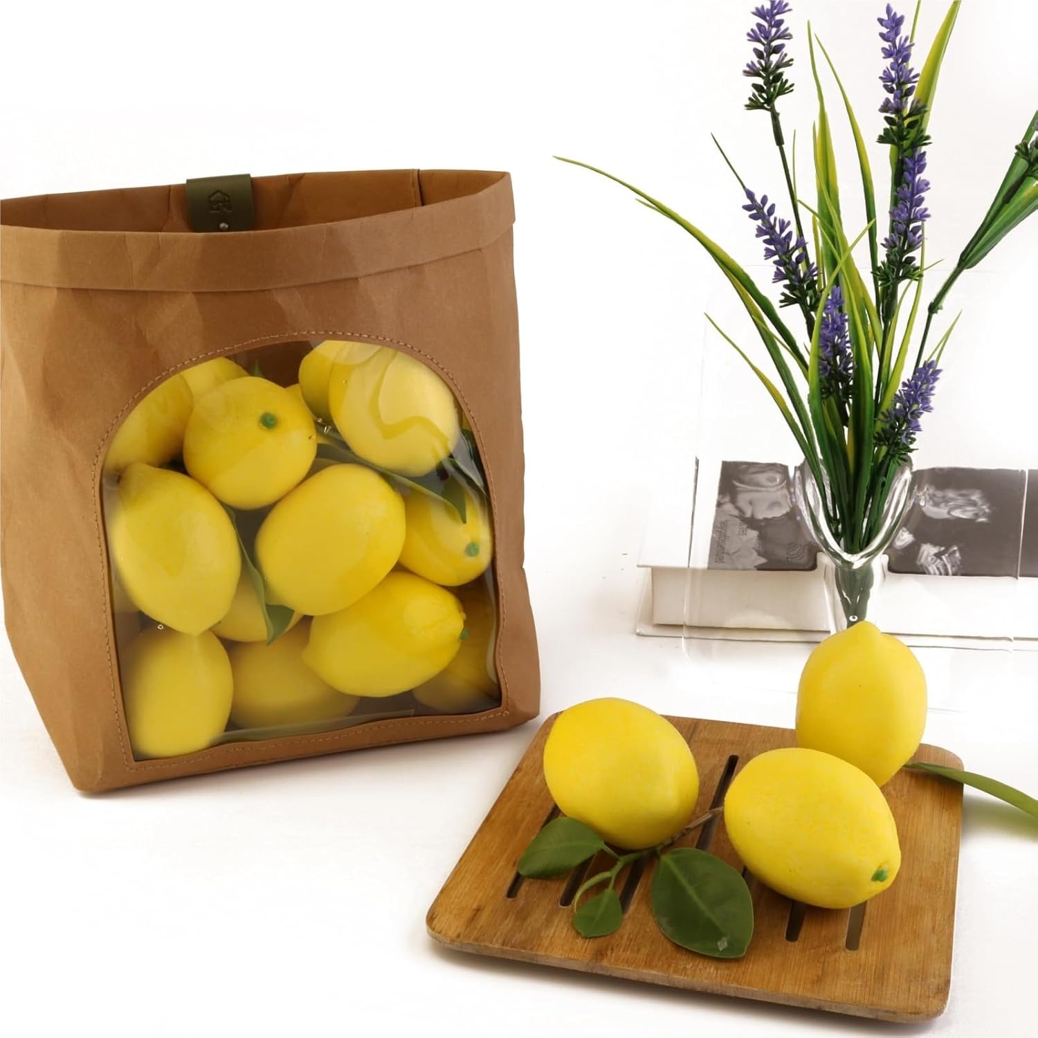 RUVOO Lifelike Faux Fruits Modle Artificial Lemon, Fruit, for Home Kitchen Table Accessories Photo Props