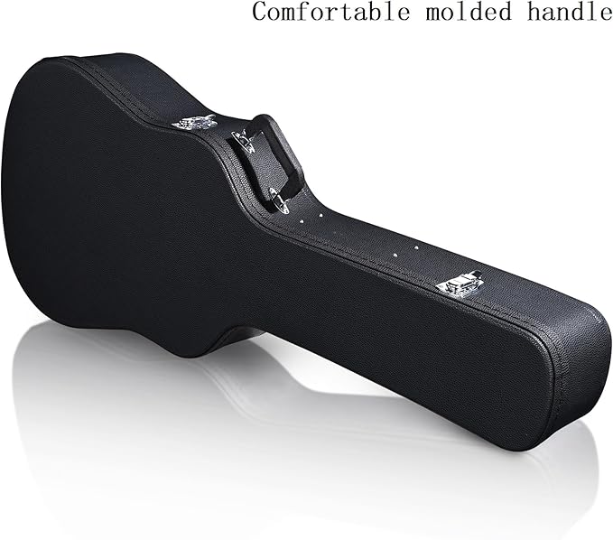 Funda de madera dura para guitarra acústica de 41 pulgadas, con llave, negra miniatura 6