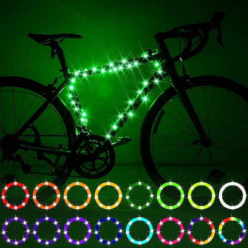 Waybelive Luces LED para marco de bicicleta, luz LED con control remoto, 16 colores que cambian por ti mismo, impermeable, súper brillante para