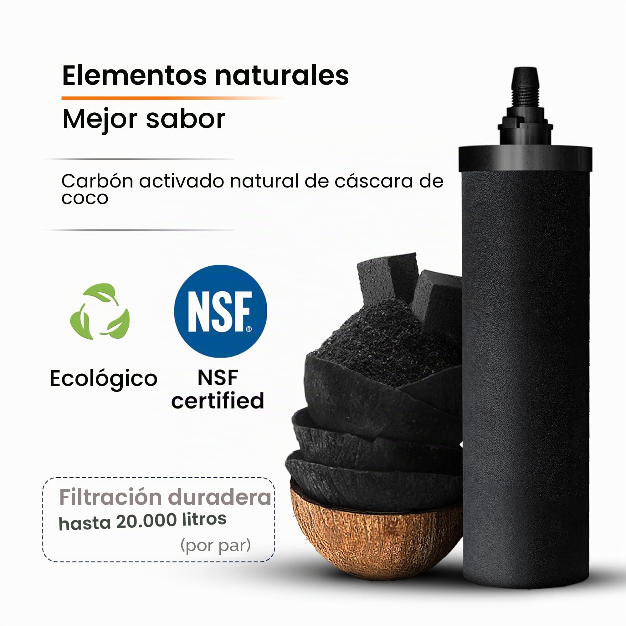 Phoenix Gravity - Sistema de filtro de agua para encimera de acero inoxidable AISI 304 de 12 litros con certificación NSF, 2 cartuchos de carbón (negros) y grifo de acero inoxidable incluido.