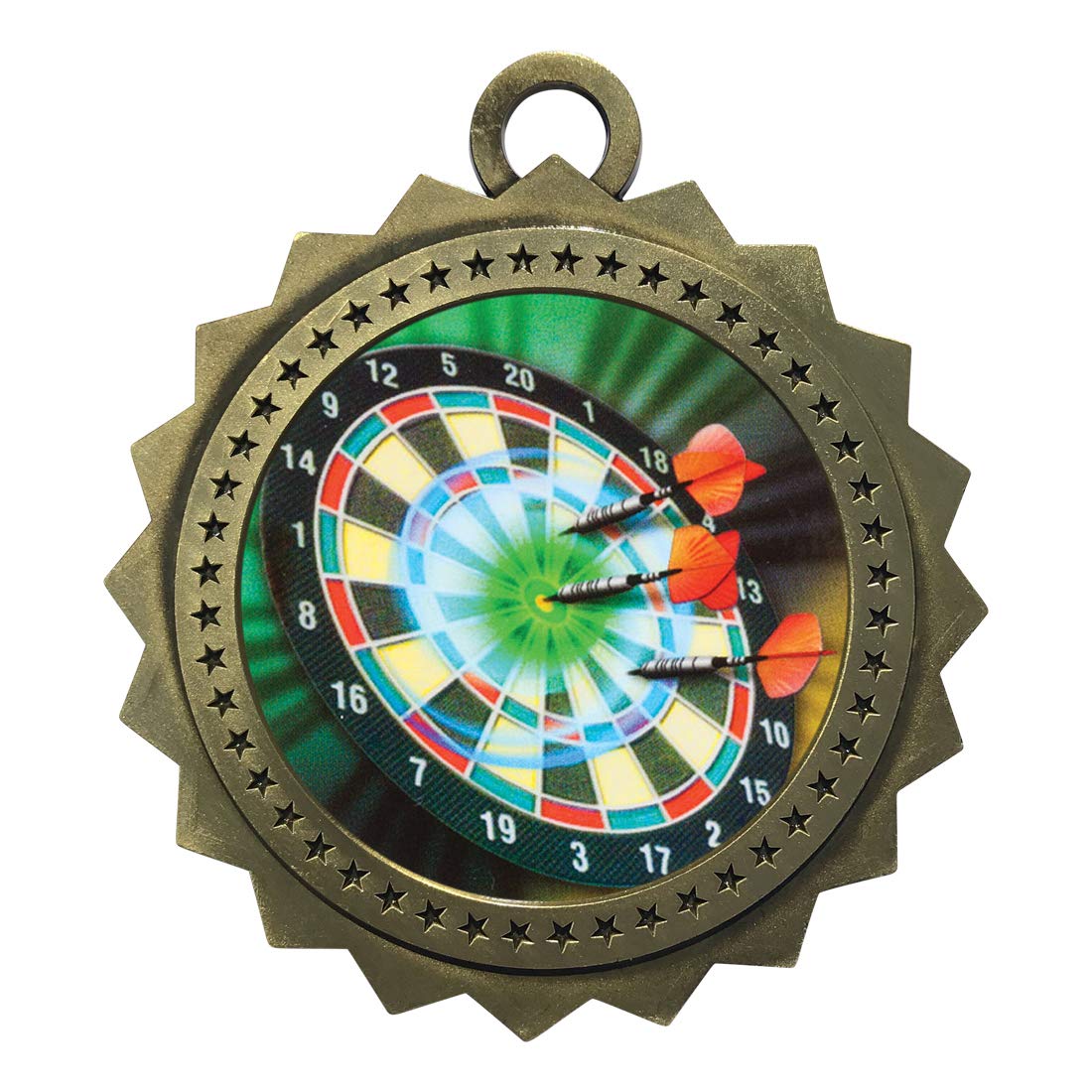 10 PK of Darts Gold Medals Trophy Award with Neck Ribbons D03-MY418