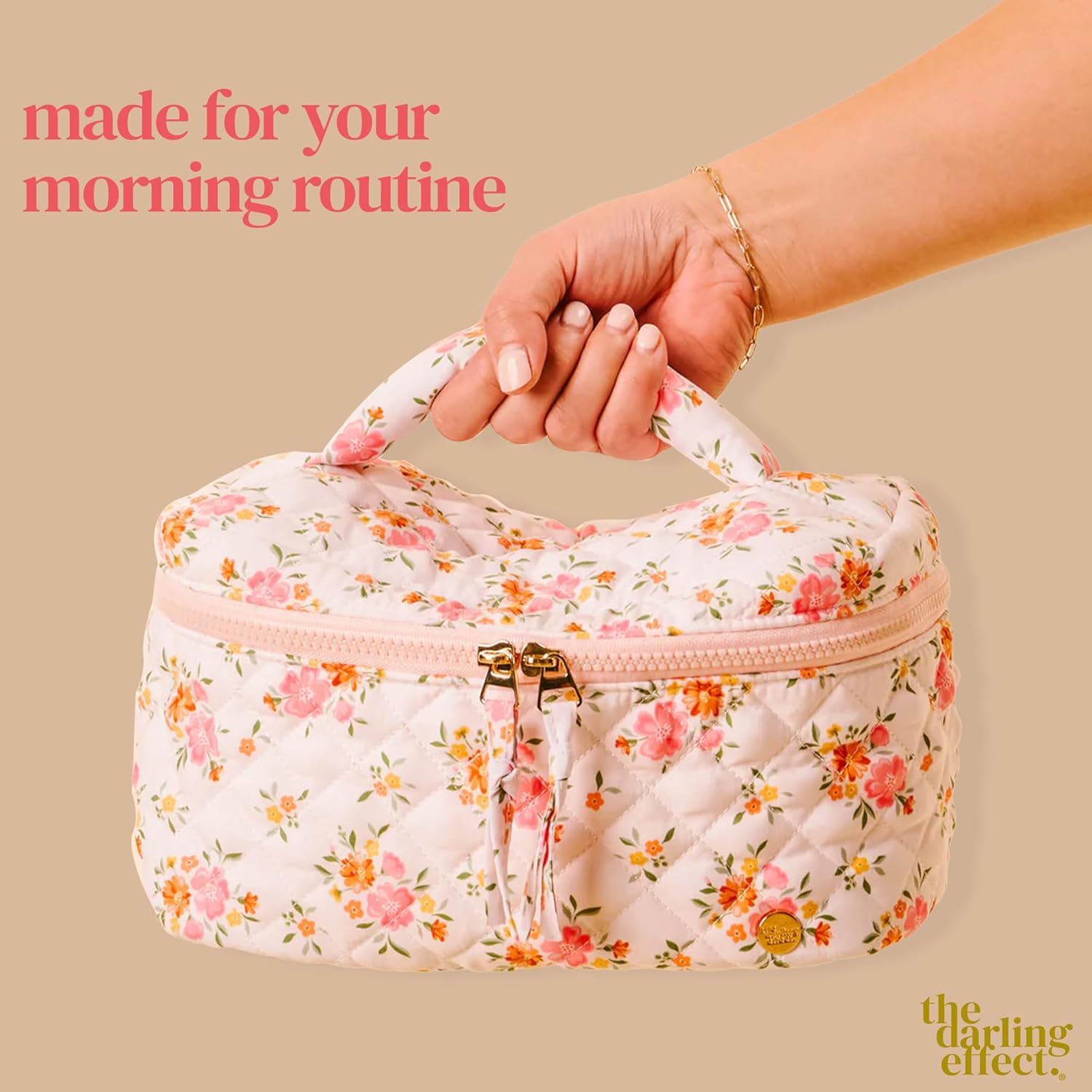 The Darling Effect Glam & Go Quilted Cosmetic Bag Endless Daydream Cream