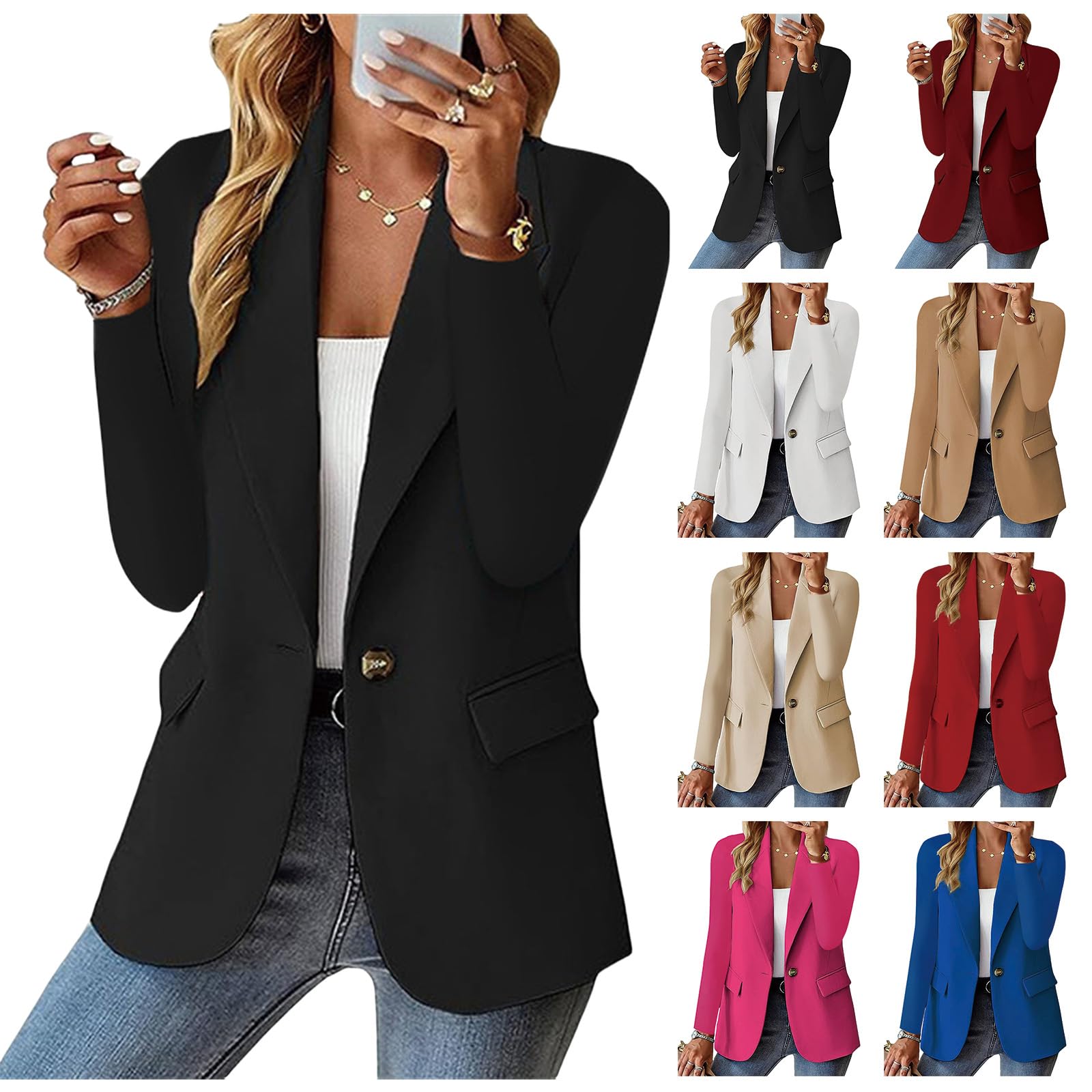 Blazers for Women 2025 Trendy Button Down Long Sleeve Jackets Casual Open Front Blazer Business Work Office Blazers