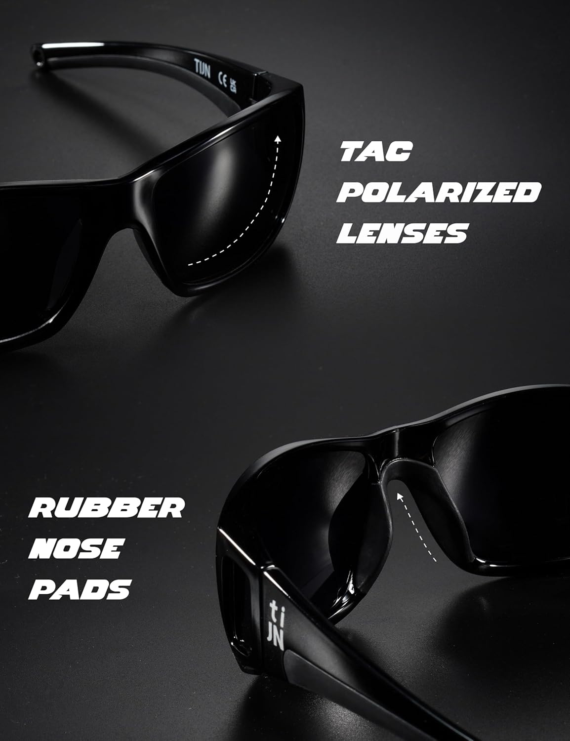 TIJN Polarized Wraparound Sunglasses for Men & Women-UV400 TR90 with Floating Strap for Skiing Snowboarding Winter Outdoors