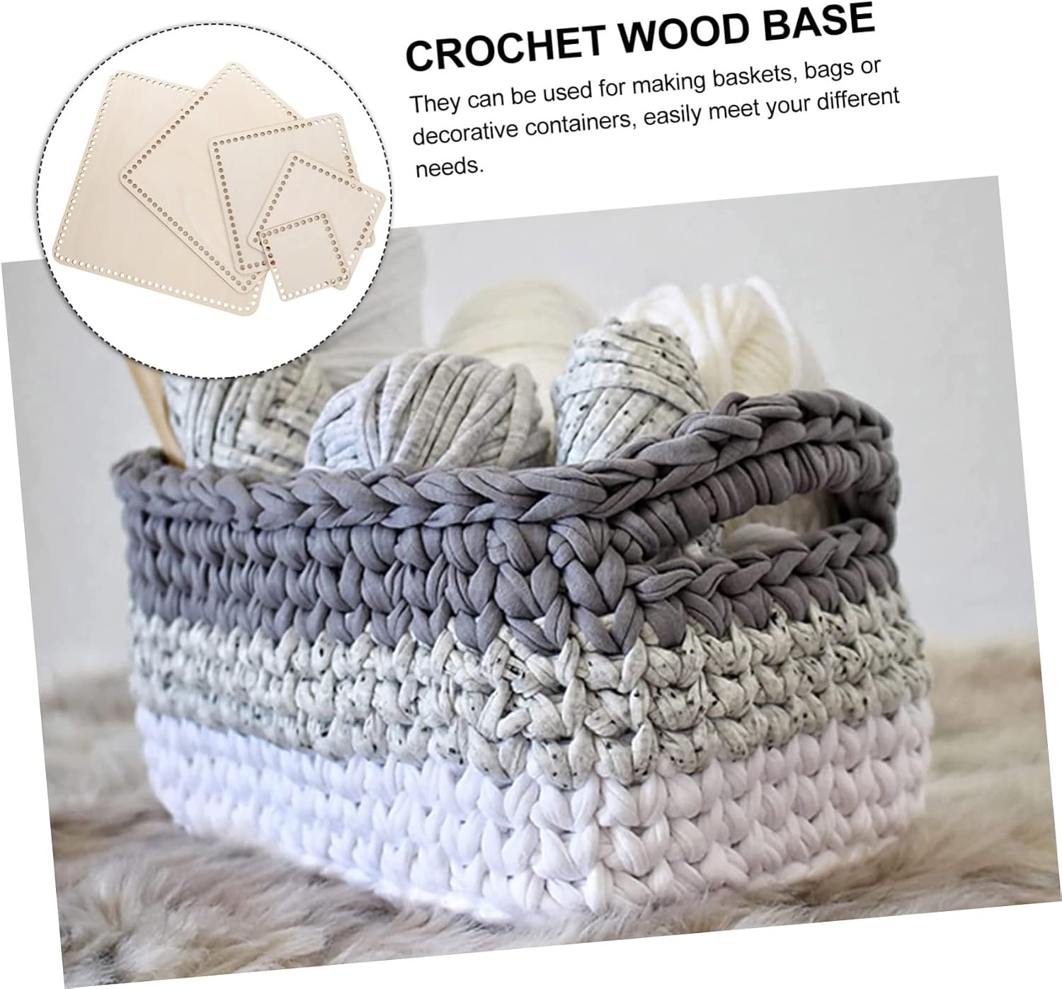 Uonlytech 5Pcs Wooden Base for Crochet Basket Durable Wood Bottom for Knitting Projects for DIY Crafting for Beginners and Professionals Shape Design