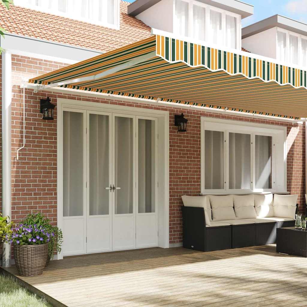Leasha Toile de Rechange Store Banne avec Lambrequin, Toile Tissu de Remplacement pour Auvent 580x295 cm Vert et Jaune