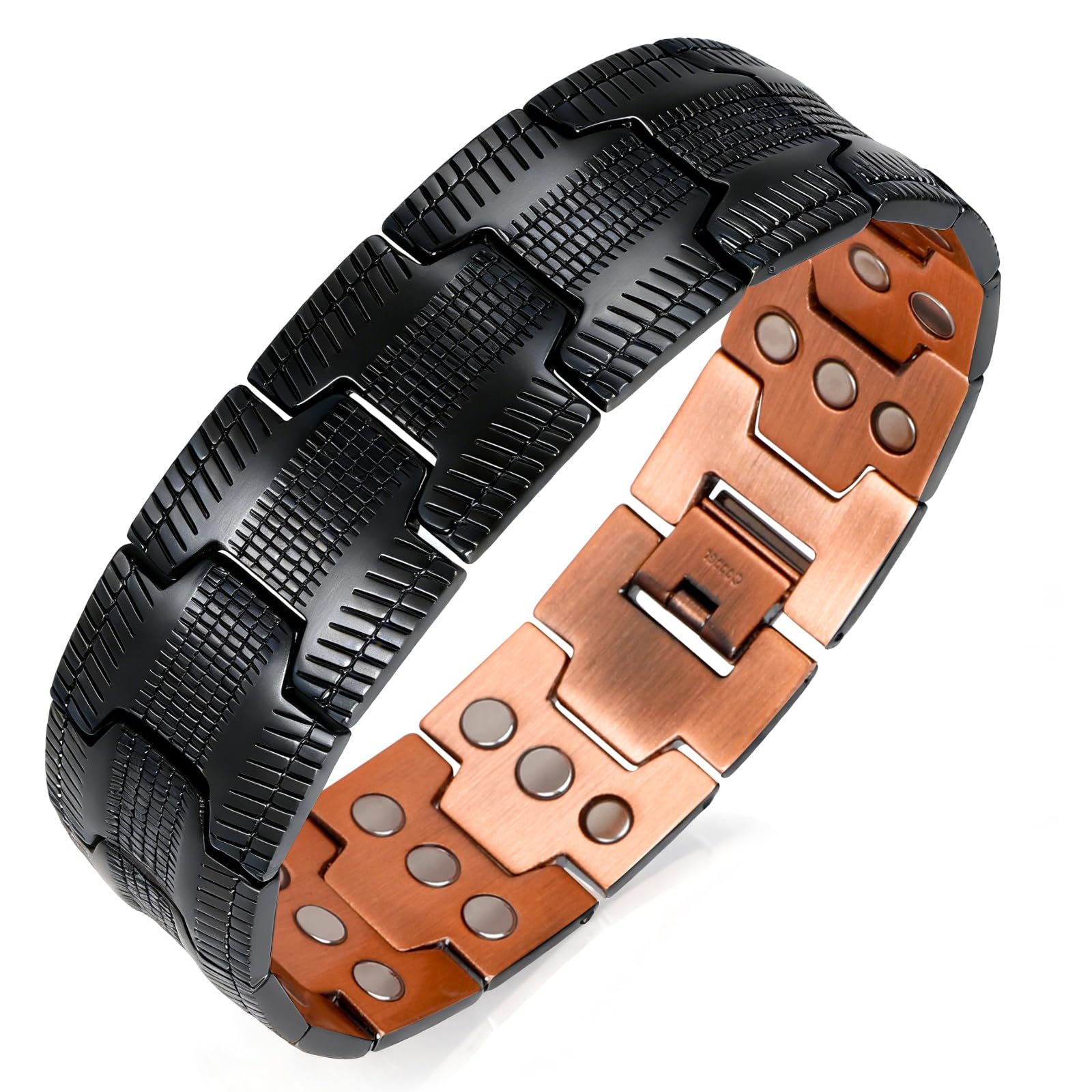 Bracelet magnétique pour homme, en acier titane, bracelet magnétique de guérison pour homme avec ultra force de 3500 aimants Gauss, arbre de vie, arbre de vie, bijoux bracelets