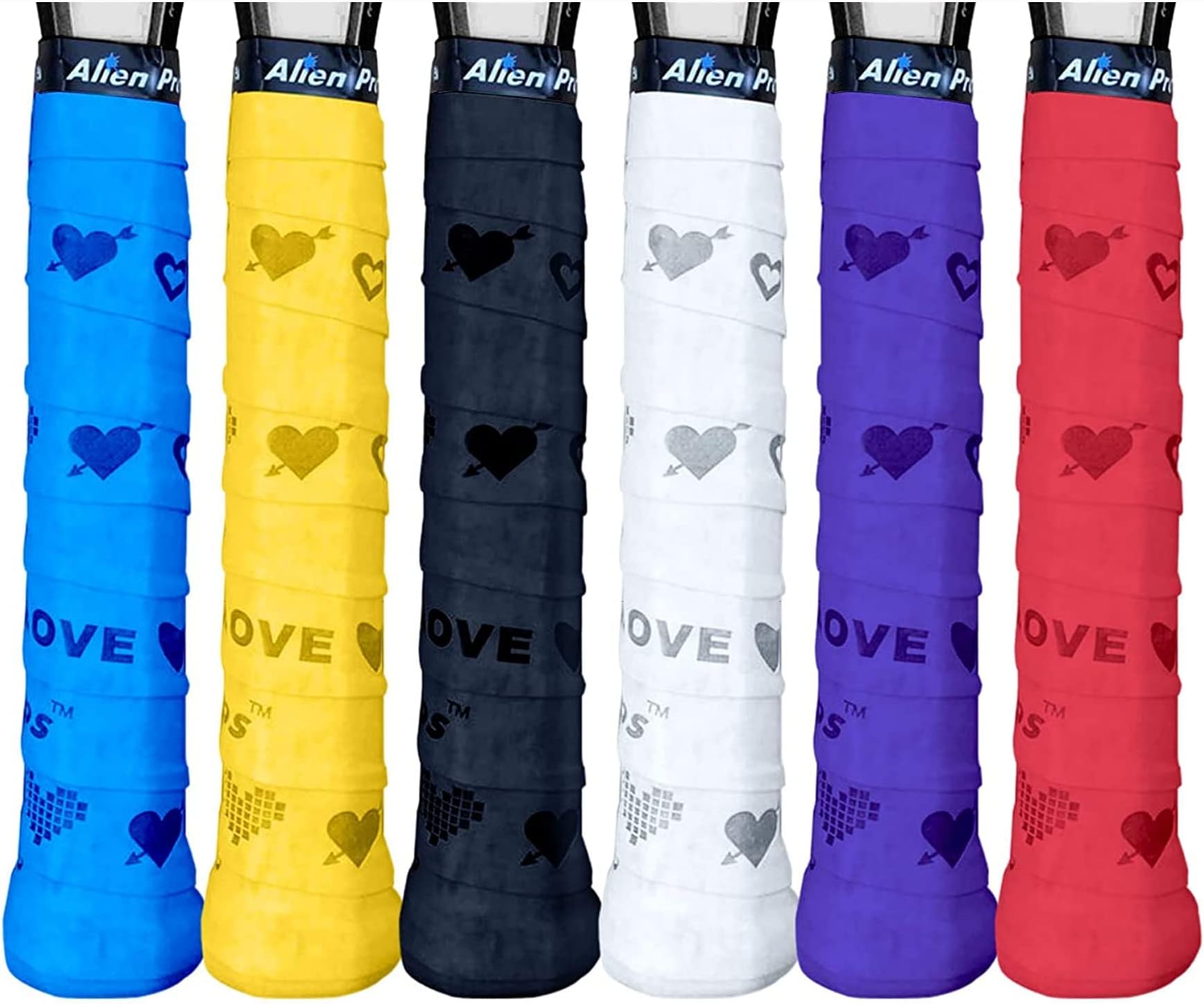 Alien Pros Tennis Racket Grip Tape (6 Grips) – Precut and Dry Feel Tennis Grip – Designer Tennis Overgrip Grip Tape Tennis Racket – Wrap Your Racquet for High Performance (6 Grips)