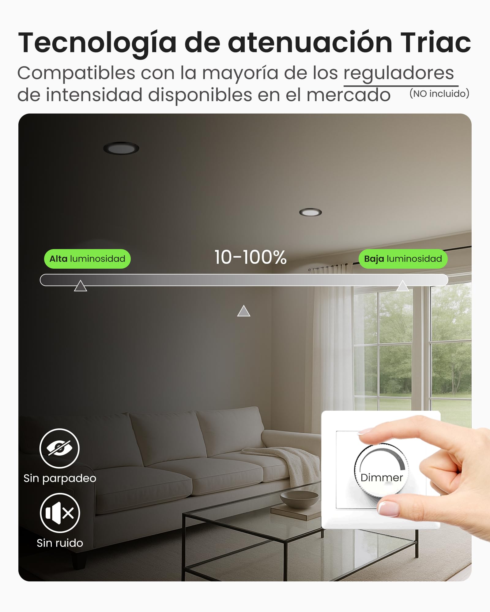 ALUSSO IP65 Downlight LED Techo Empotrable Regulable 7W 600LM 3CCT, Pack 6 | 3000K/4000K/6500K Focos LED Interior Techo Empotrado Corte Ø67-75mm, Ojos de Buey LED para Techo Baño Salón, Redonda Negro