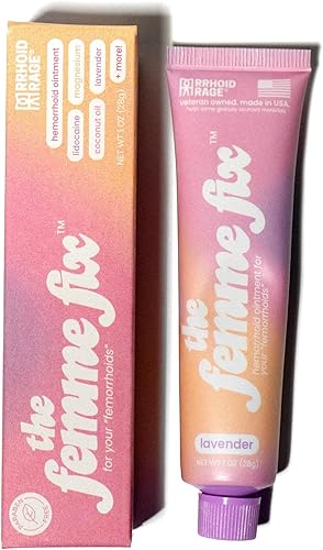 The Femme Fix Crema calmante para hemorroides para mujeres, con lidocaína, magnesio, aceite de coco y lavanda real, alivio posparto y comodidad