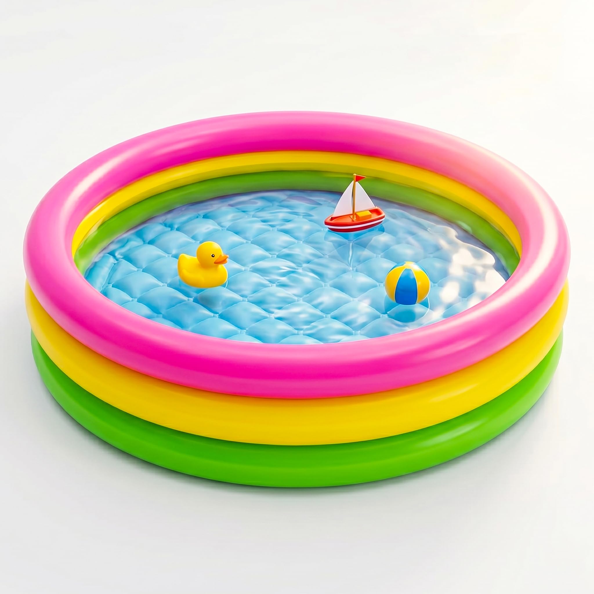 ELEGANT LIFESTYLE Inflatable 4-Ring Rainbow Swimming Pool Piscine Gonflable for Kids | Indoor & Outdoor Swimming Pool for Kids (Multicolor) 24 Inches-picture-12