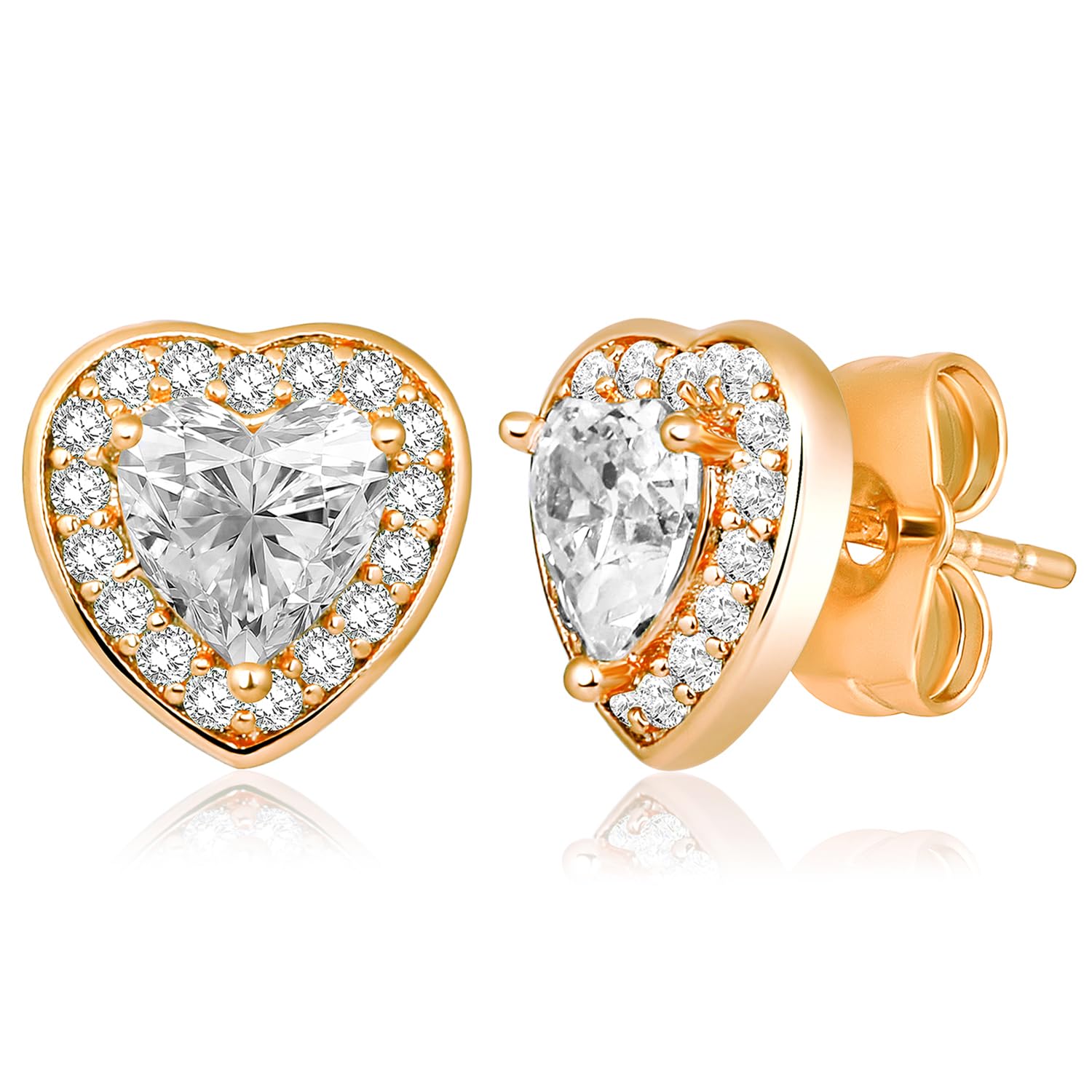 Peora Gold Plated Cubic Zirconia Studded Heart Shape Stud Earrings Fashion Work Office Jewellery for Women & Girls (B0D7QHX2WD) Amazon Price History, Amazon Price Tracker