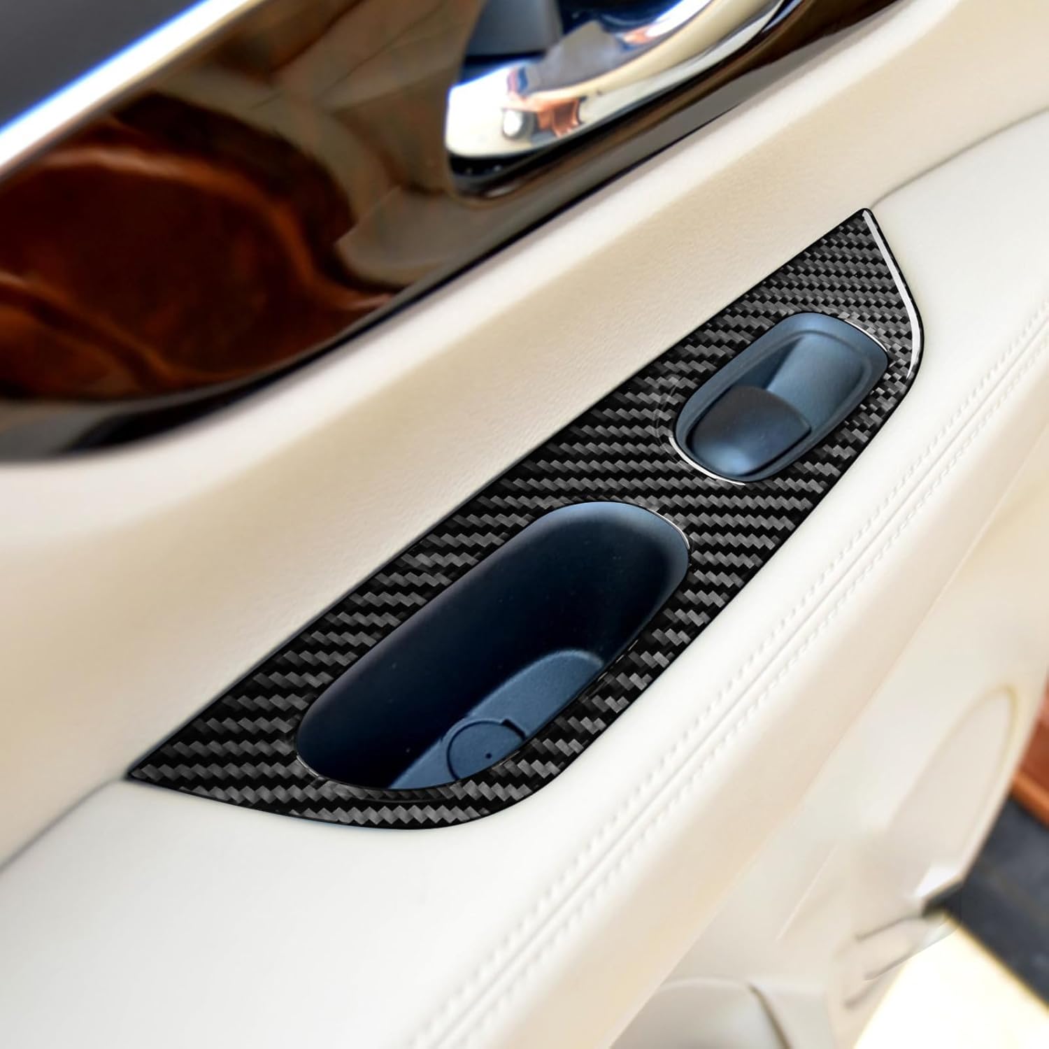 Car Carbon Fiber Accessories Windows Lift Panel 4pcs Protective Cover Sticker Compatible with Nissan X-Trail 2013-2021 Rogue 2014-2020