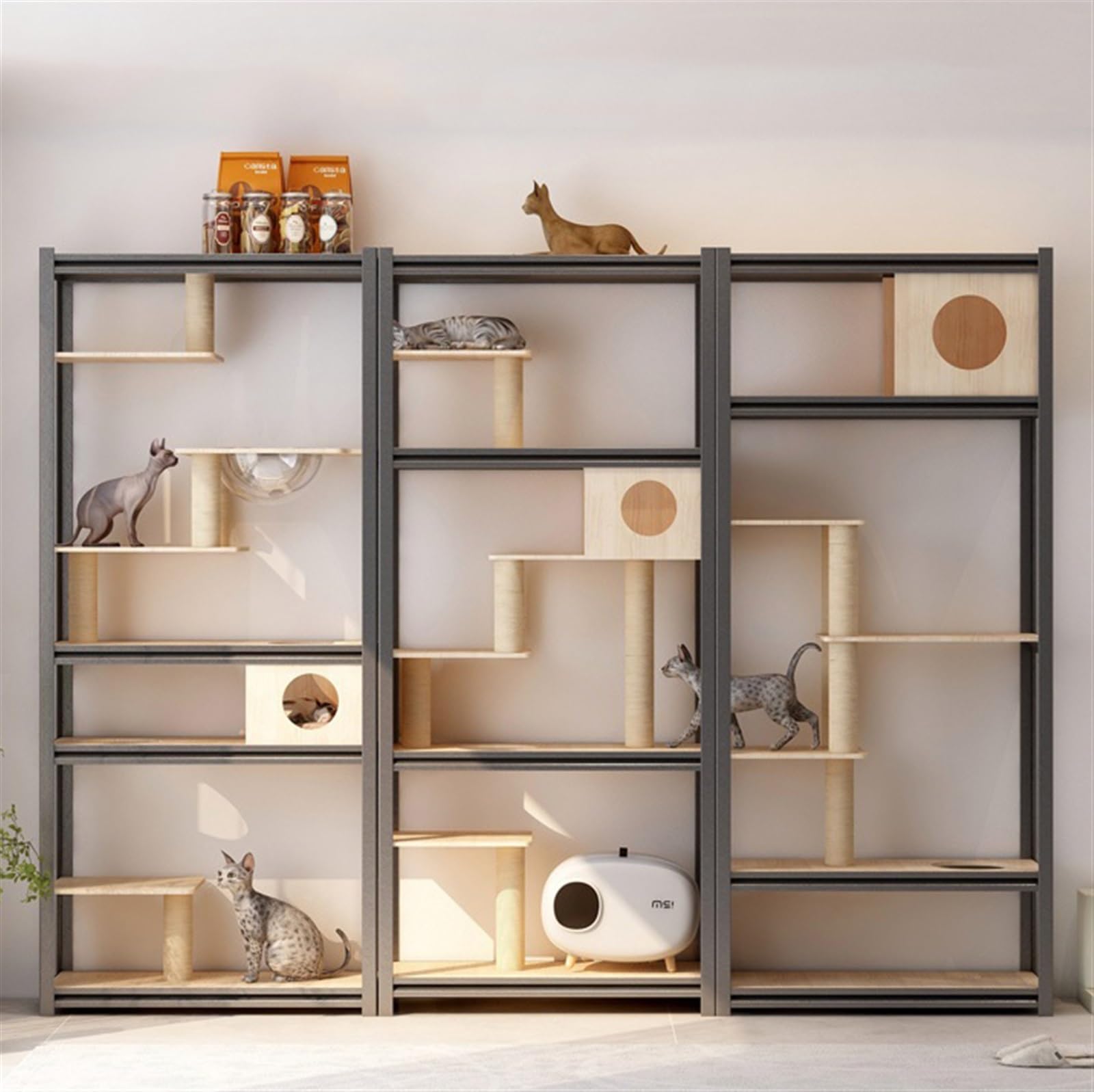 Gabbia per gatti Rastrelliera for gatti con struttura in acciaio Struttura da arrampicata for Grande parete in legno for Tiragraffi for for multistrato e nido for in uno