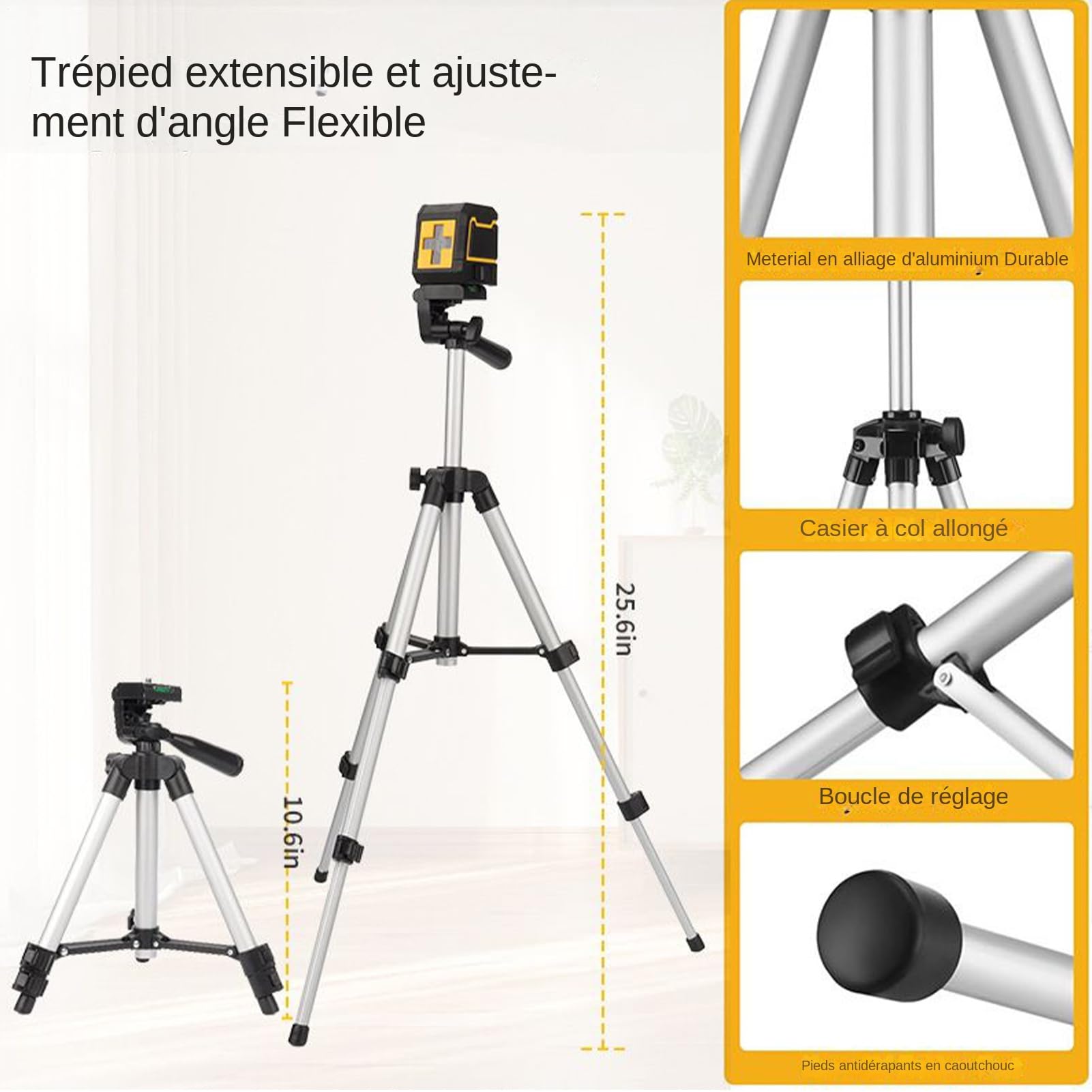 Nivel Láser Cruzado Ajustable Soporte de Aluminio para Nivel Láser Cruzado | Kit de Herramienta de Alineación Rápida para Instalación de Fontanería Suelo Pared Montaje en Exteriores