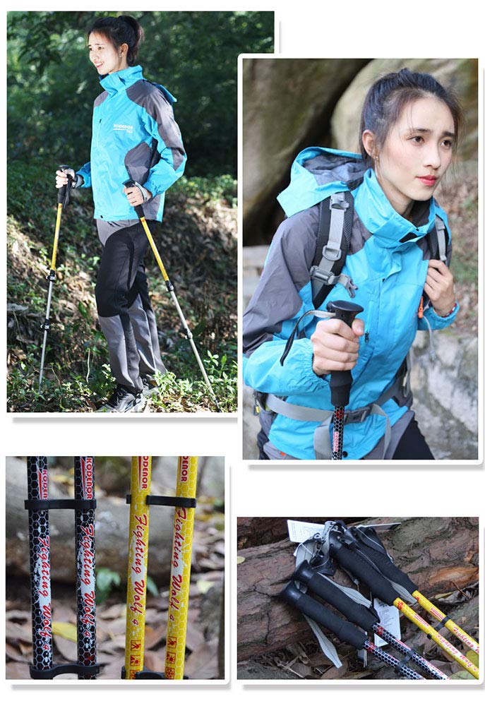 Kije trekkingowe 7075 stop aluminium 3-częściowy zamek zewnętrzny ultralekki uchwyt amortyzujący wstrząsy EVA, pochłaniający wilgoć bawełniany pasek do wspinaczki skałkowej, wędrówek, kempingu, czarny