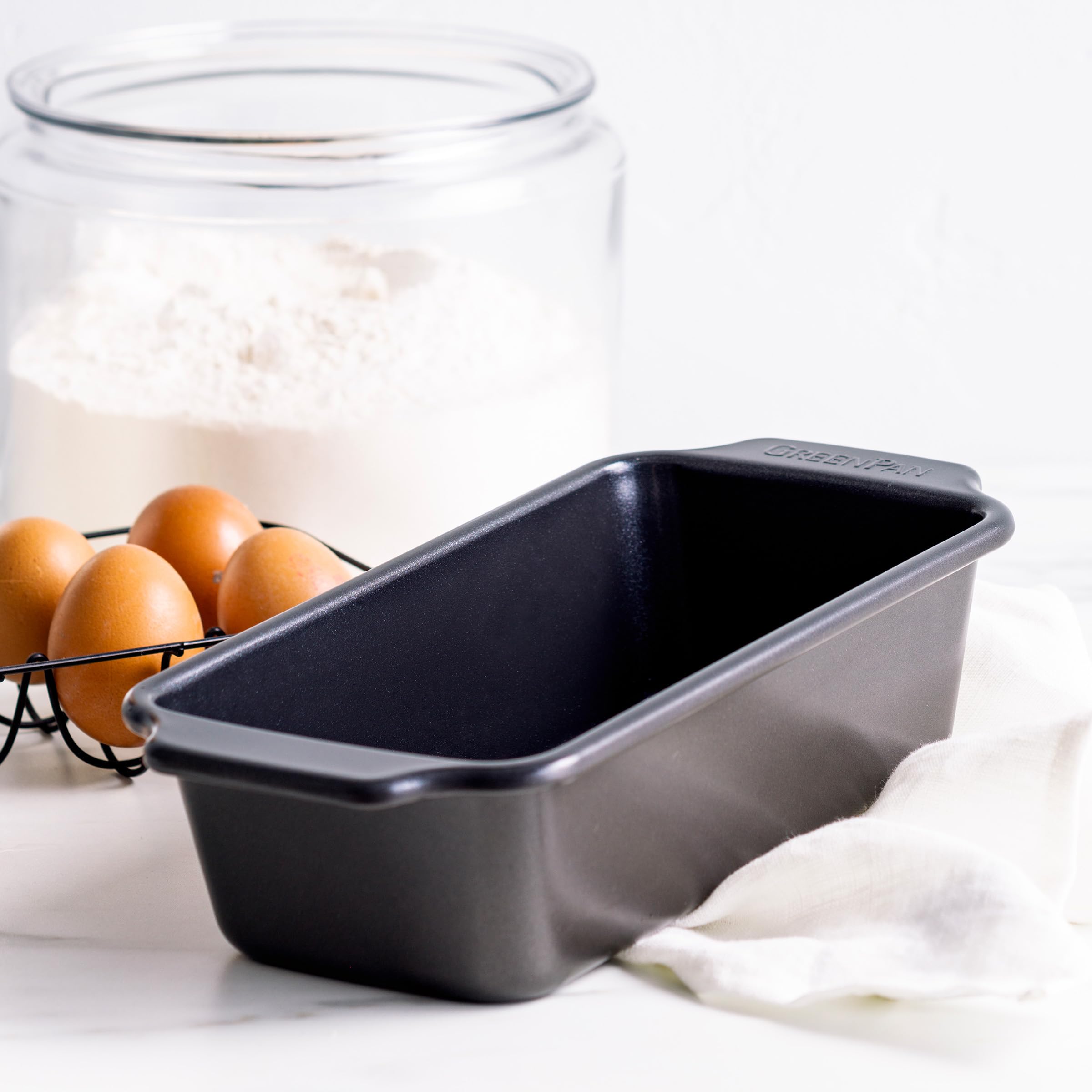 GreenPan Bistro Kastenform 22 x 11,5 cm, Keramik-Antihaftbeschichtung, PFAS-frei, Backgeschirr, Schwarz